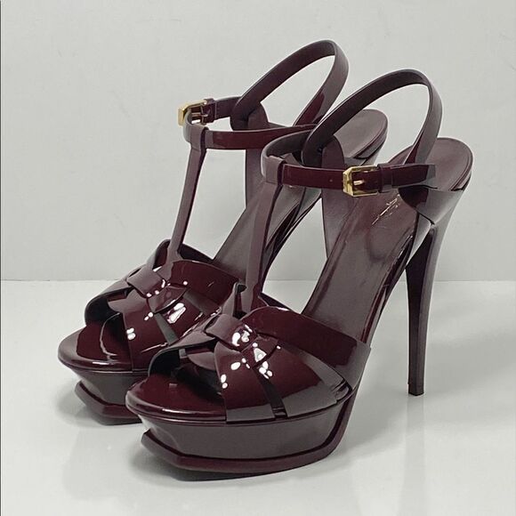 Saint Laurent Tribute 105mm Patent Leather Platform Sandals size 40.5 - Picture 3 of 12